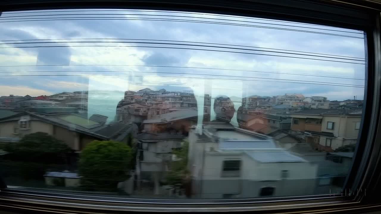 东京郊区列车窗影